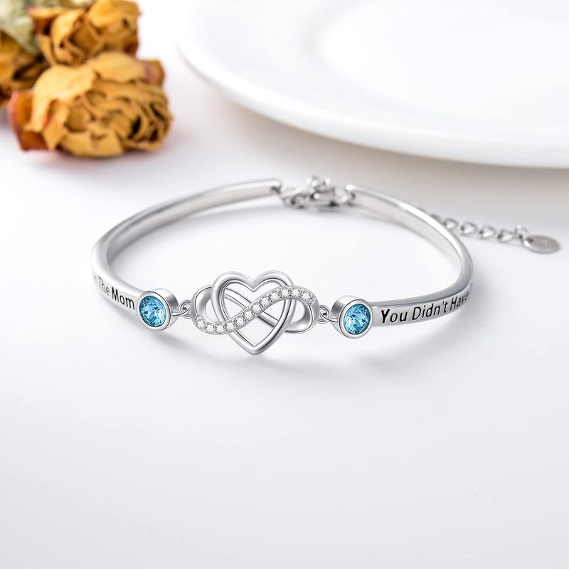 AOBOCO 925 Sterling Silver Adjustable Infinity Heart Bangle Bracelet for Sister Best Friend Daughter Mom Grandma Granddaughter Daughter in Law Godmother Goddaughter Stepmom Stepdaughter - Image 2